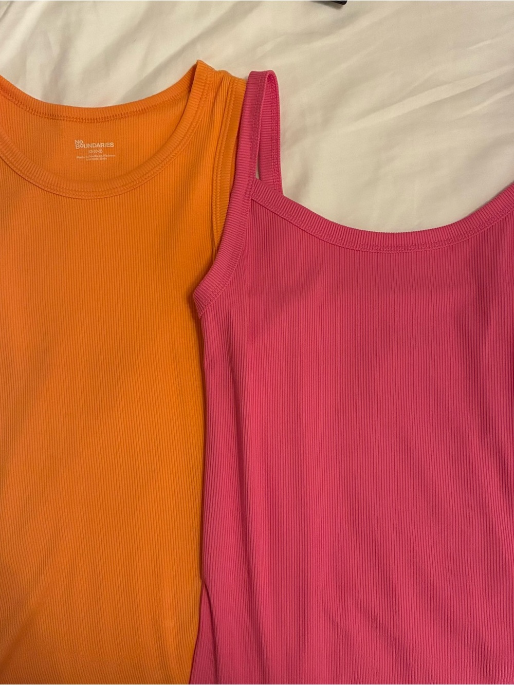 No Boundaries Orange Ribbed Tank & Pink Ribbed Cami - Women's Tops